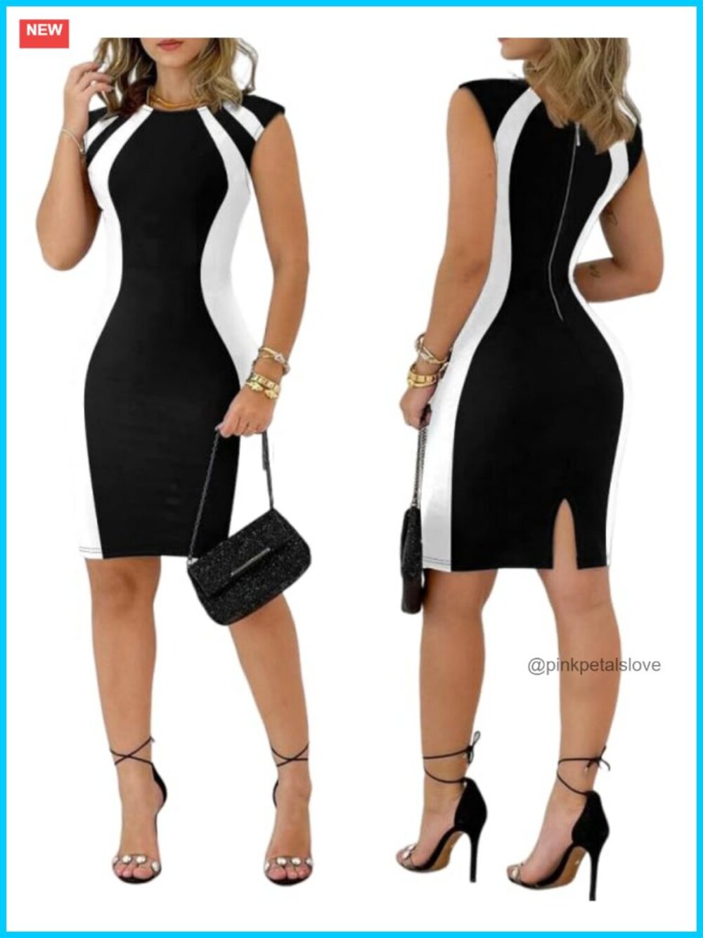 Women's Colorblock Bodycon Sleeveless Mini Dress Cocktail Party